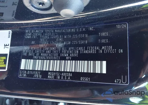 2024 Toyota Corolla Cross Hybrid Nightshade Edition from USA, damaged, VIN 7MUFBABG2RV059023